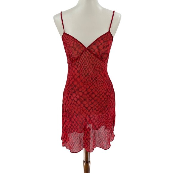 Vintage Victorias Secret Silk Snake Print Slip Dress With Open Back & Tie, S - Picture 2 of 9